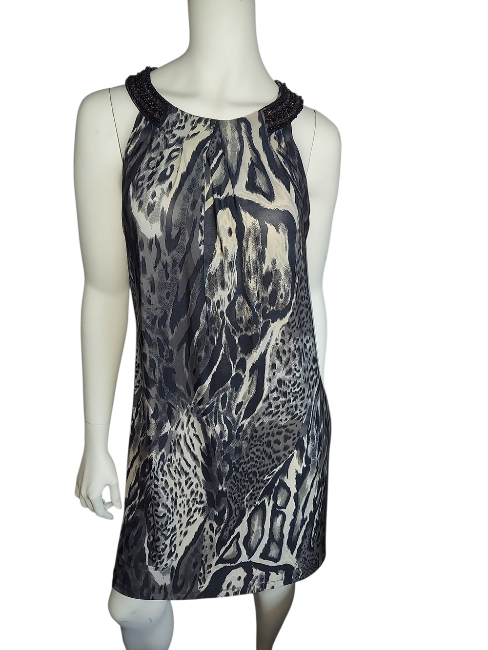 Sandra Darren Black and White Animal Print Dress, SIZE 12, EUC